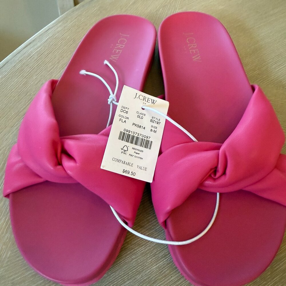 J.Crew Cross-Strap Fuchsia Pool Slides - NWT - Size 8 Women's US